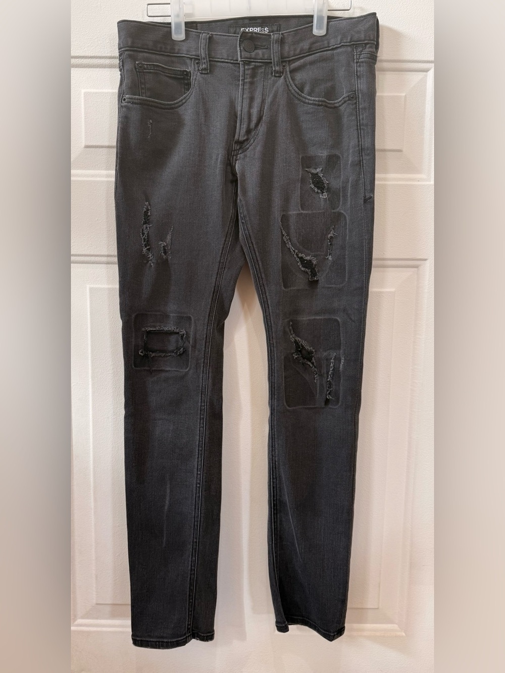 Express Black Skinny Jeans Stretch (Distressed)